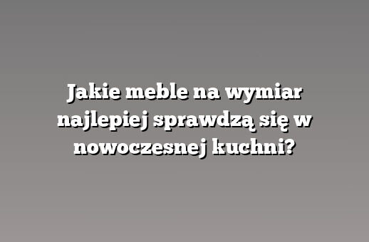 Jakie meble na wymiar najlepiej sprawdzą się w nowoczesnej kuchni?