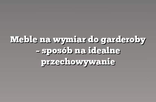 Meble na wymiar do garderoby – sposób na idealne przechowywanie
