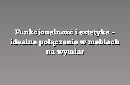 Funkcjonalność i estetyka – idealne połączenie w meblach na wymiar