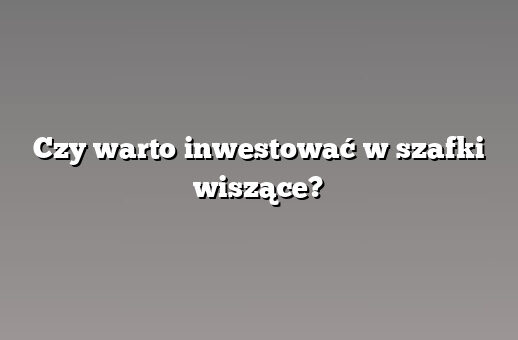 Czy warto inwestować w szafki wiszące?
