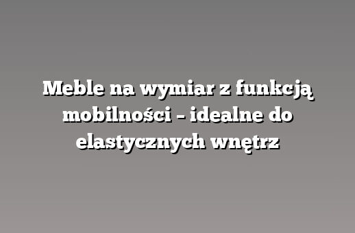 Meble na wymiar z funkcją mobilności – idealne do elastycznych wnętrz