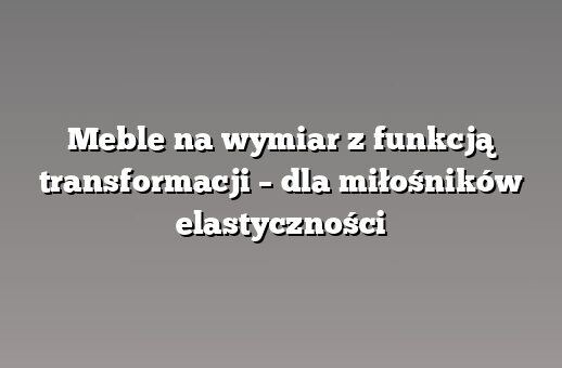 Meble na wymiar z funkcją transformacji – dla miłośników elastyczności