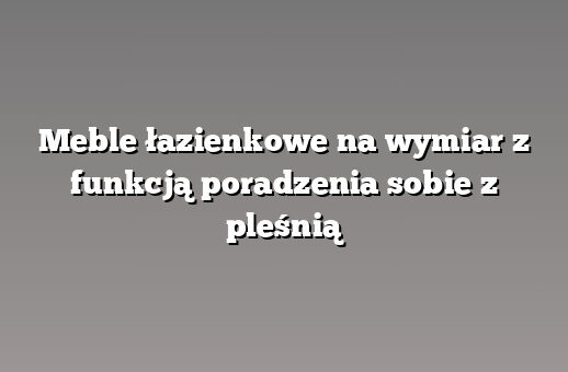 Meble łazienkowe na wymiar z funkcją poradzenia sobie z pleśnią
