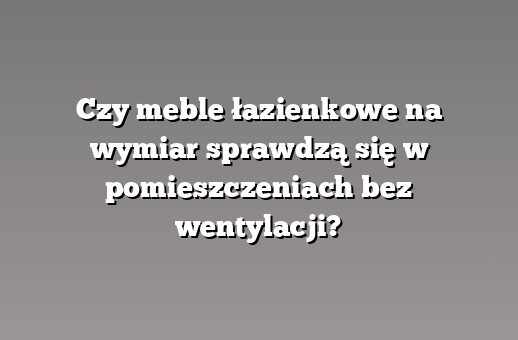 Czy meble łazienkowe na wymiar sprawdzą się w pomieszczeniach bez wentylacji?