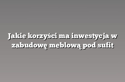 Jakie korzyści ma inwestycja w zabudowę meblową pod sufit