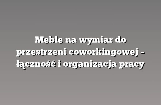 Meble na wymiar do przestrzeni coworkingowej – łączność i organizacja pracy