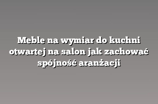 Meble na wymiar do kuchni otwartej na salon jak zachować spójność aranżacji