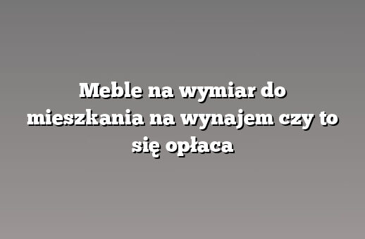 Meble na wymiar do mieszkania na wynajem czy to się opłaca