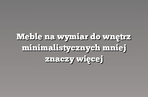 Meble na wymiar do wnętrz minimalistycznych mniej znaczy więcej
