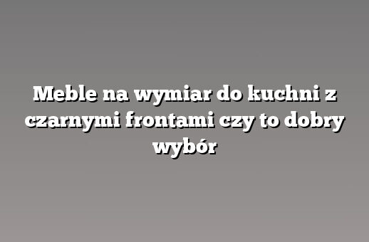 Meble na wymiar do kuchni z czarnymi frontami czy to dobry wybór
