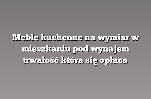 Meble kuchenne na wymiar w mieszkaniu pod wynajem trwałość która się opłaca