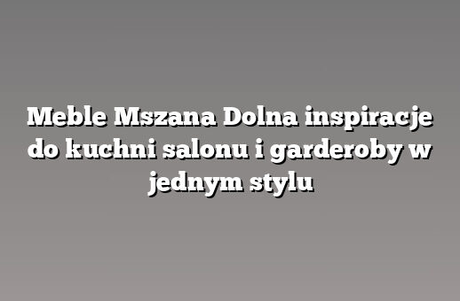 Meble Mszana Dolna inspiracje do kuchni salonu i garderoby w jednym stylu